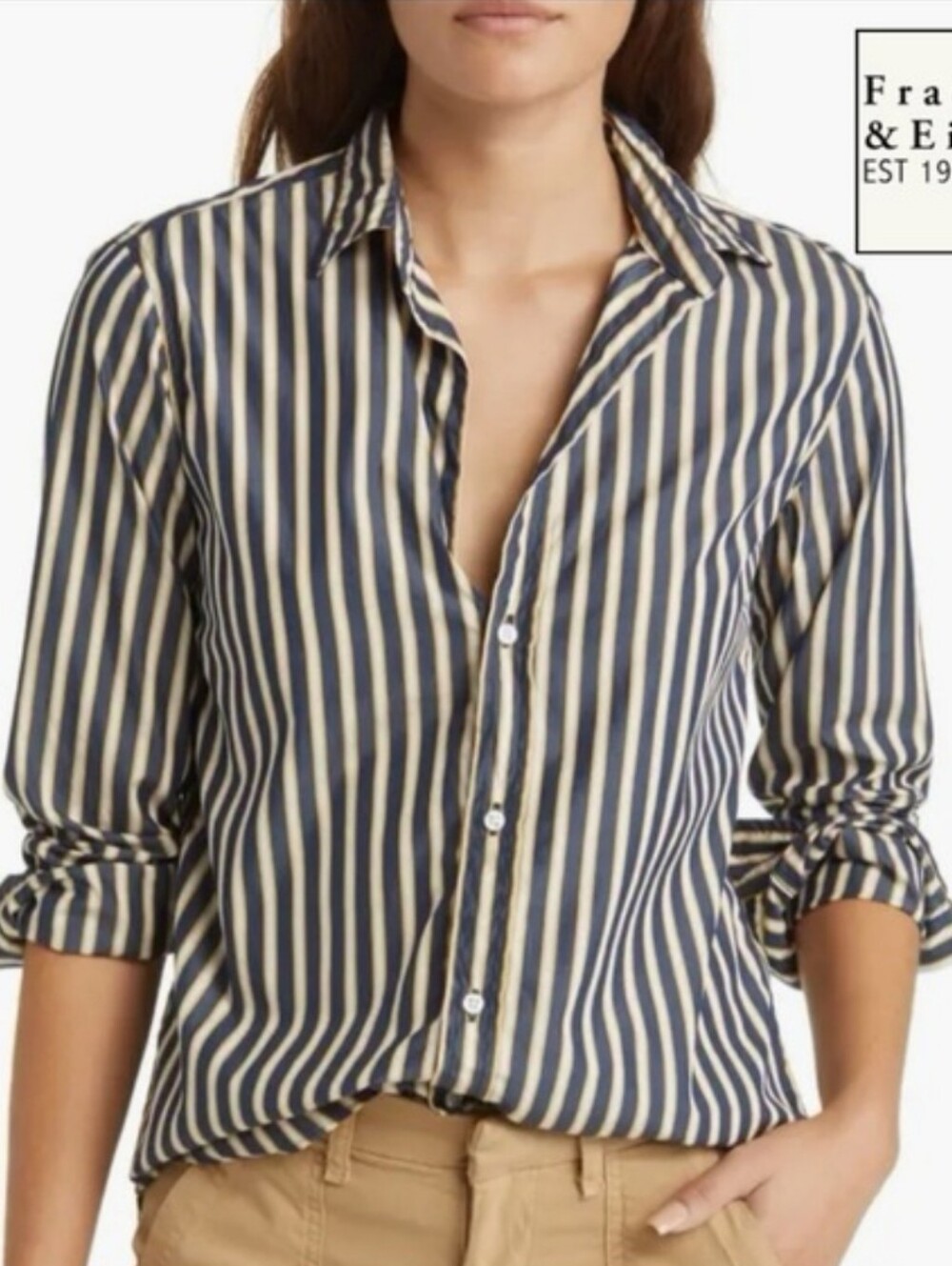 FRANK & Eileen Frank Shirt in Multi Color Stripe X-Small